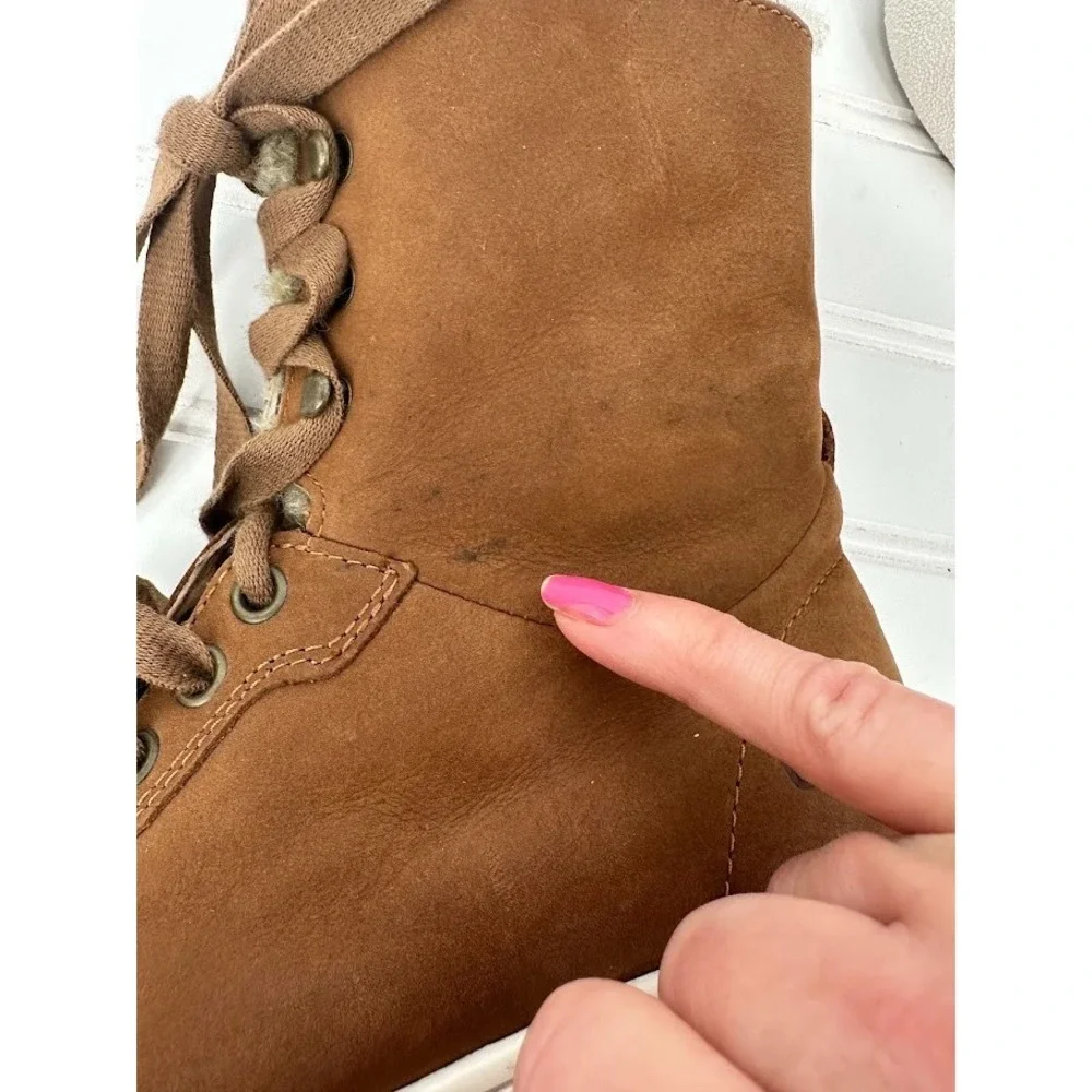 Ugg Starlyn Shearling High Top Sneakers Shoes Womens 7.5 Chestnut Leather Boots